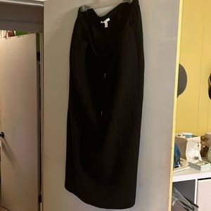 Eileen Fisher 100% organic Cotten black. Draw string maxi skirt.  Xl